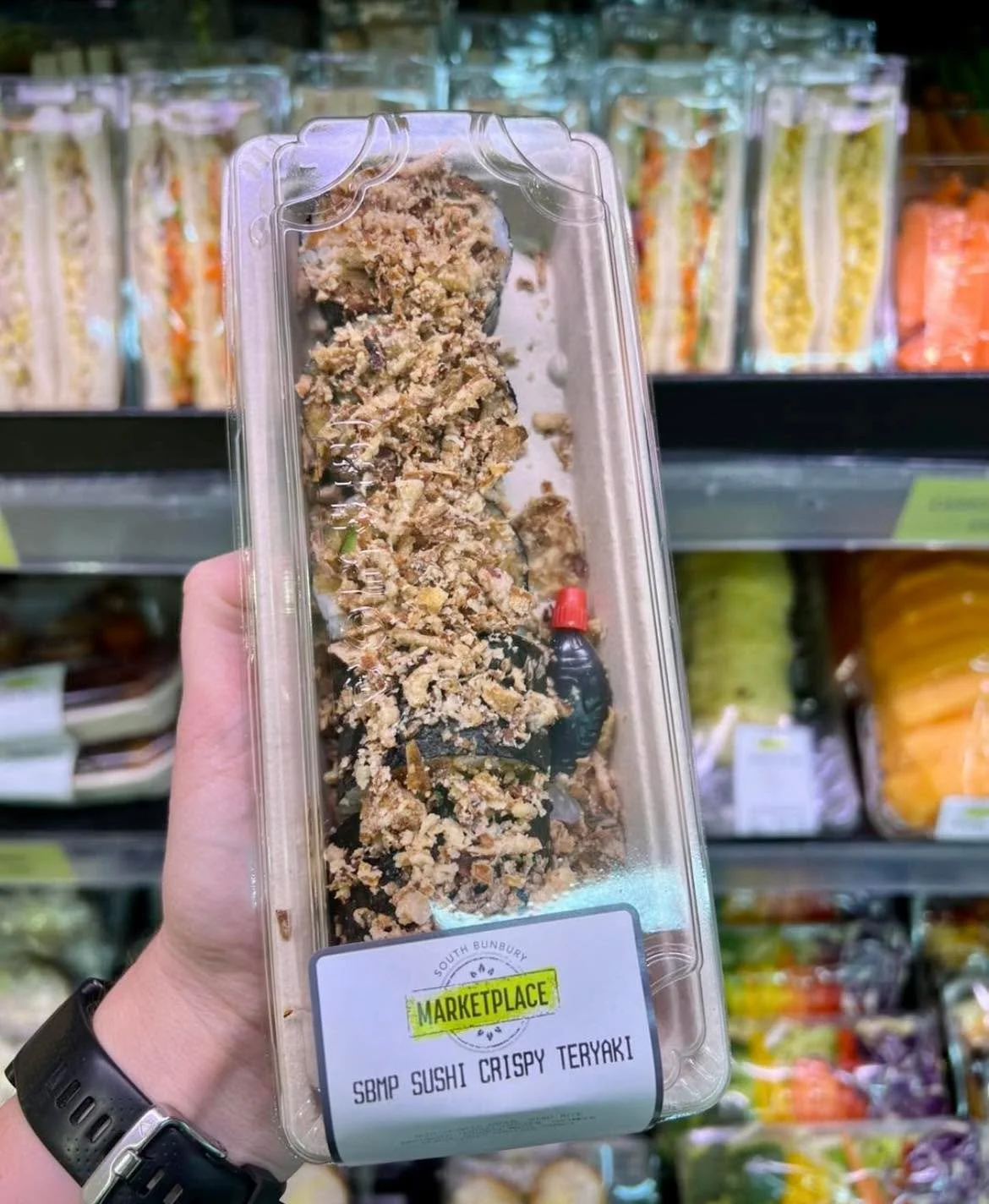 Crispy Chicken Teriyaki Sushi - Freshly Made Daily!

Rolled fresh in-store every day, our crispy chicken teriyaki sushi is the perfect grab-and-go bite. Crunchy, savory, and ready when you are! 

#FreshSushi #CrispyChicken #GrabAndGo #MadeDaily  #sou