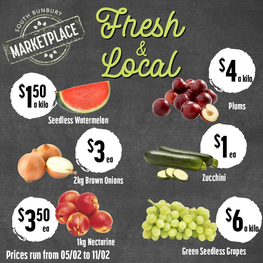 Nothing beats fresh, local produce 💚

 #southbunburymarketplace #sbmarketplace #yourlocalmarketplace #buywesteatbest #supportlocal #freshandlocal #fresh #supportwafarmers #freshfruitandveg #produce #themarketplacesouthbunbury