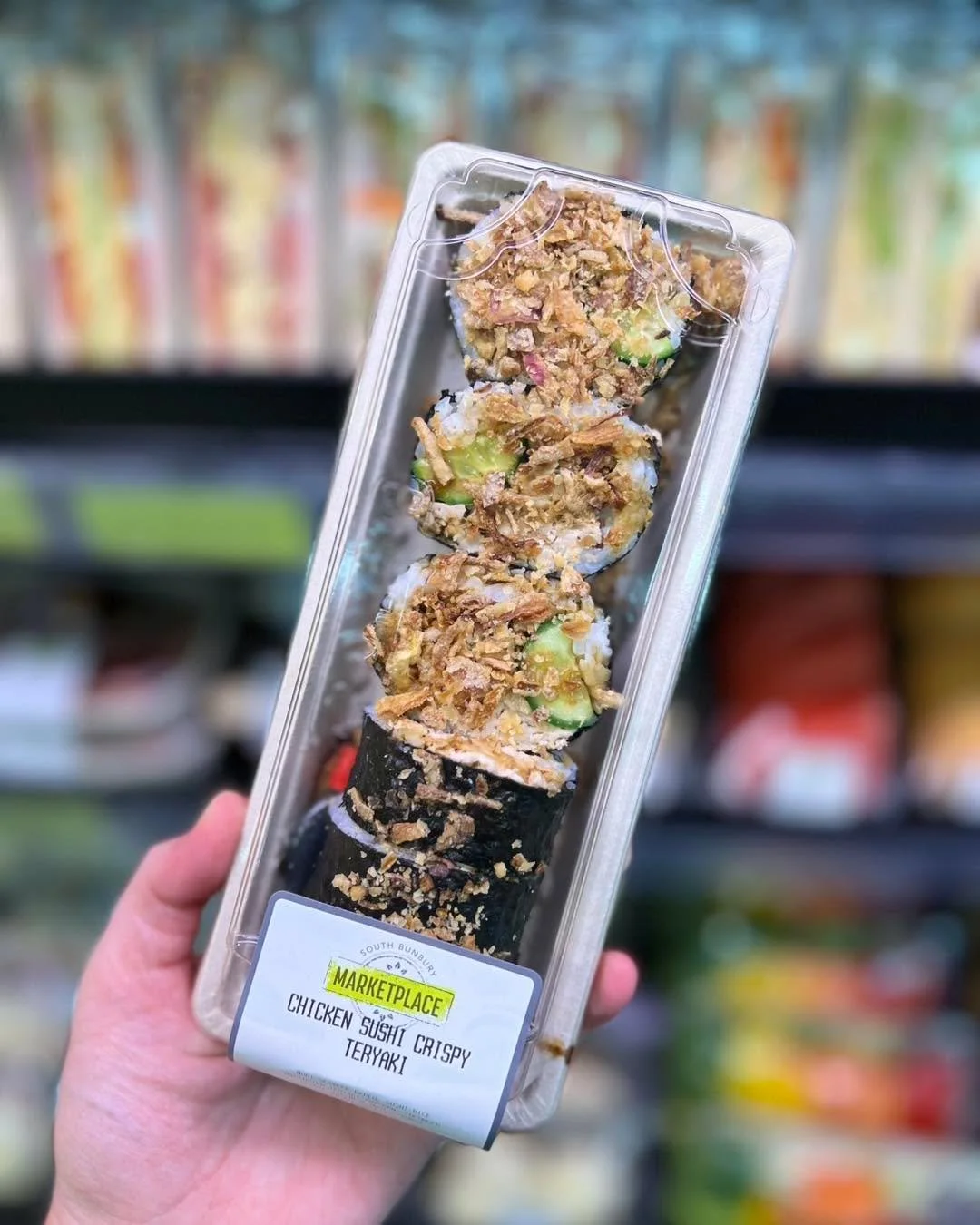 Chicken Sushi Crispy Teriyaki 

Made fresh in-store and ready to grab &amp; go!Crispy chicken, sweet teriyaki glaze, and perfectly seasoned sushi rice &mdash; the ultimate combo 

Perfect for a quick, delicious lunch on the run.

Swing by and grab yo
