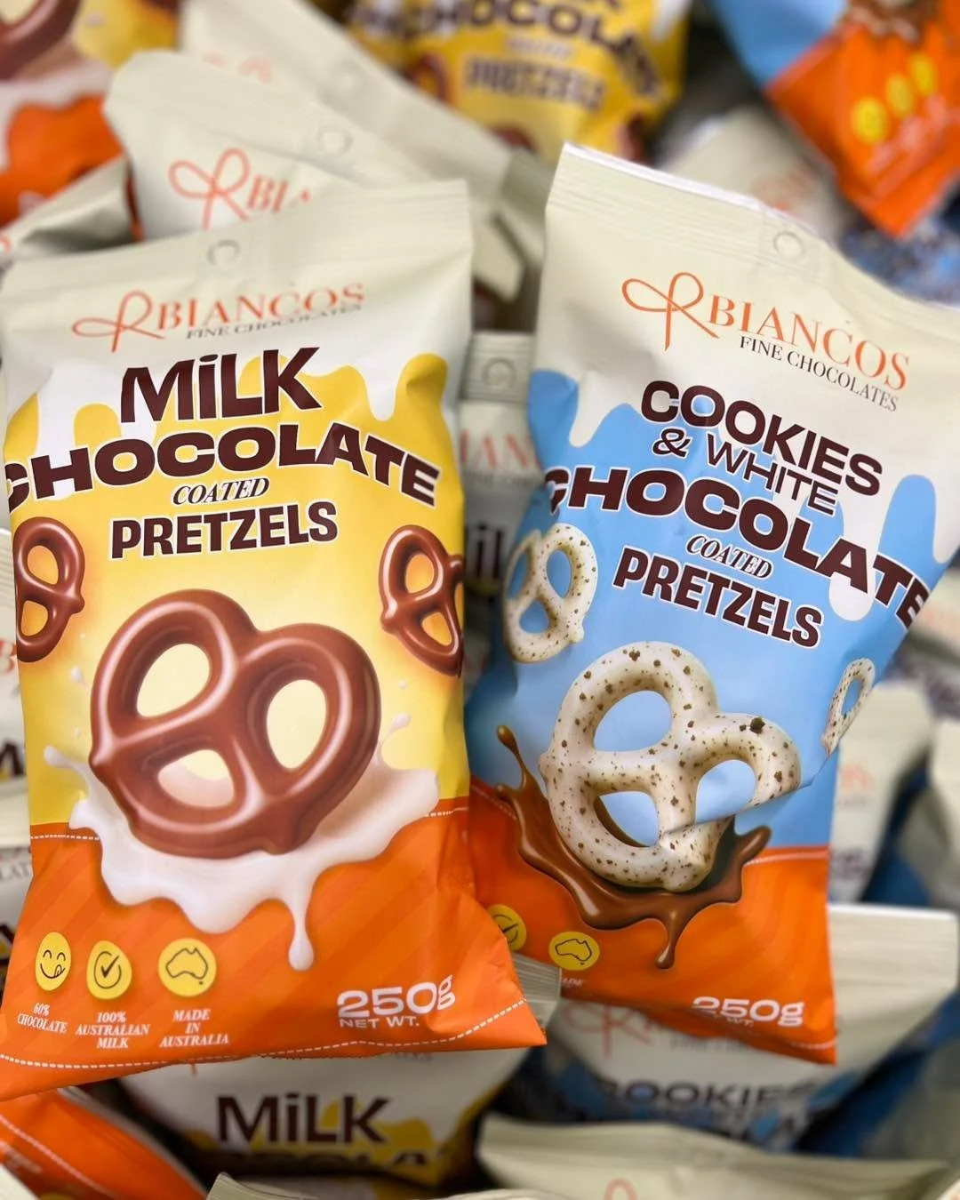 Sweet, salty, and seriously addictive!

Have you tried the delicious Biancos Chocolate Coated Pretzels yet? 
Available in:
🤎 Milk Chocolate
🤍 Cookies &amp; White Chocolate

Perfect for movie nights, sharing with friends, or treating yourself after 