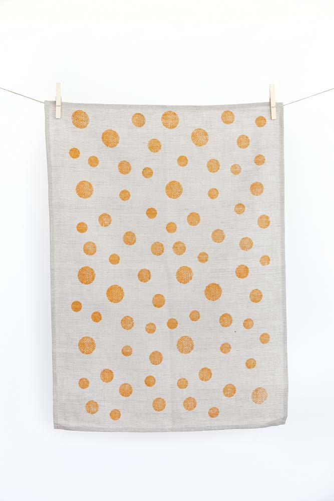 Linen Tea Towel - Gold Spots