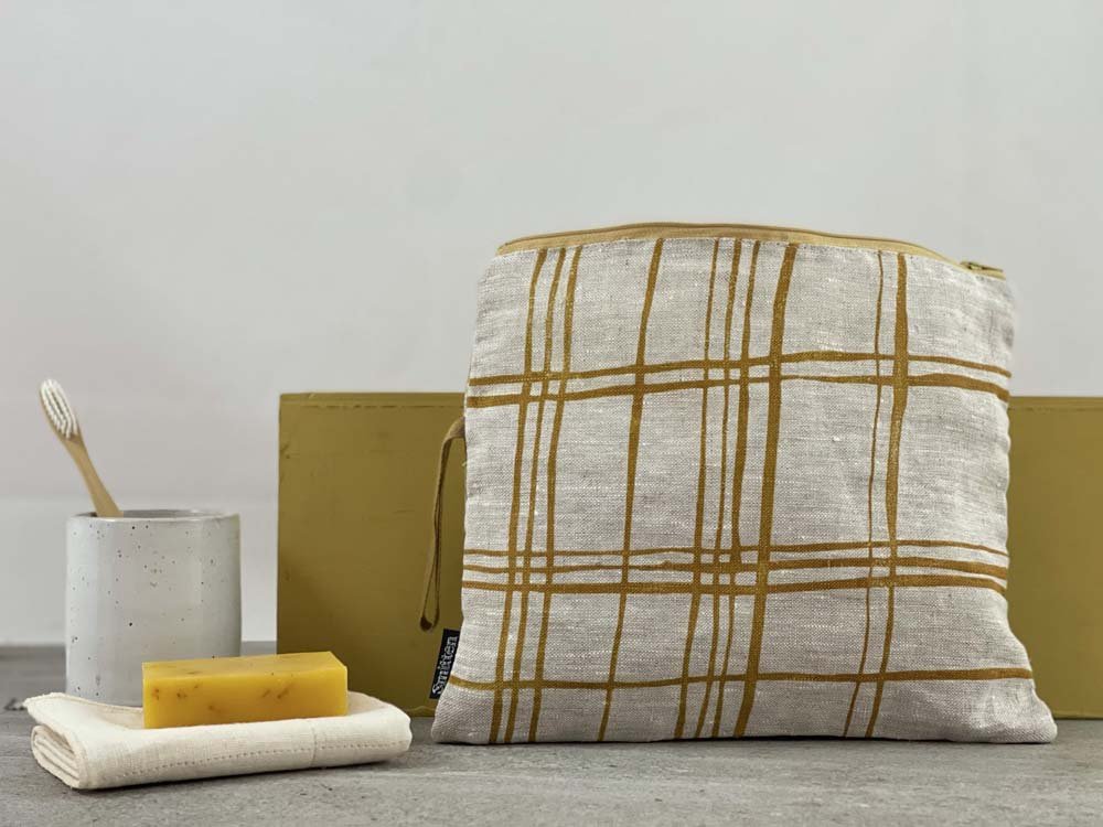 Toiletry bag plaid mustard.jpg