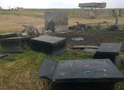 ProtectiFlex is the only wall left standing after the 5kg charge is detonated. Competitor wall system lying in the foreground Glazing system and concrete wall.