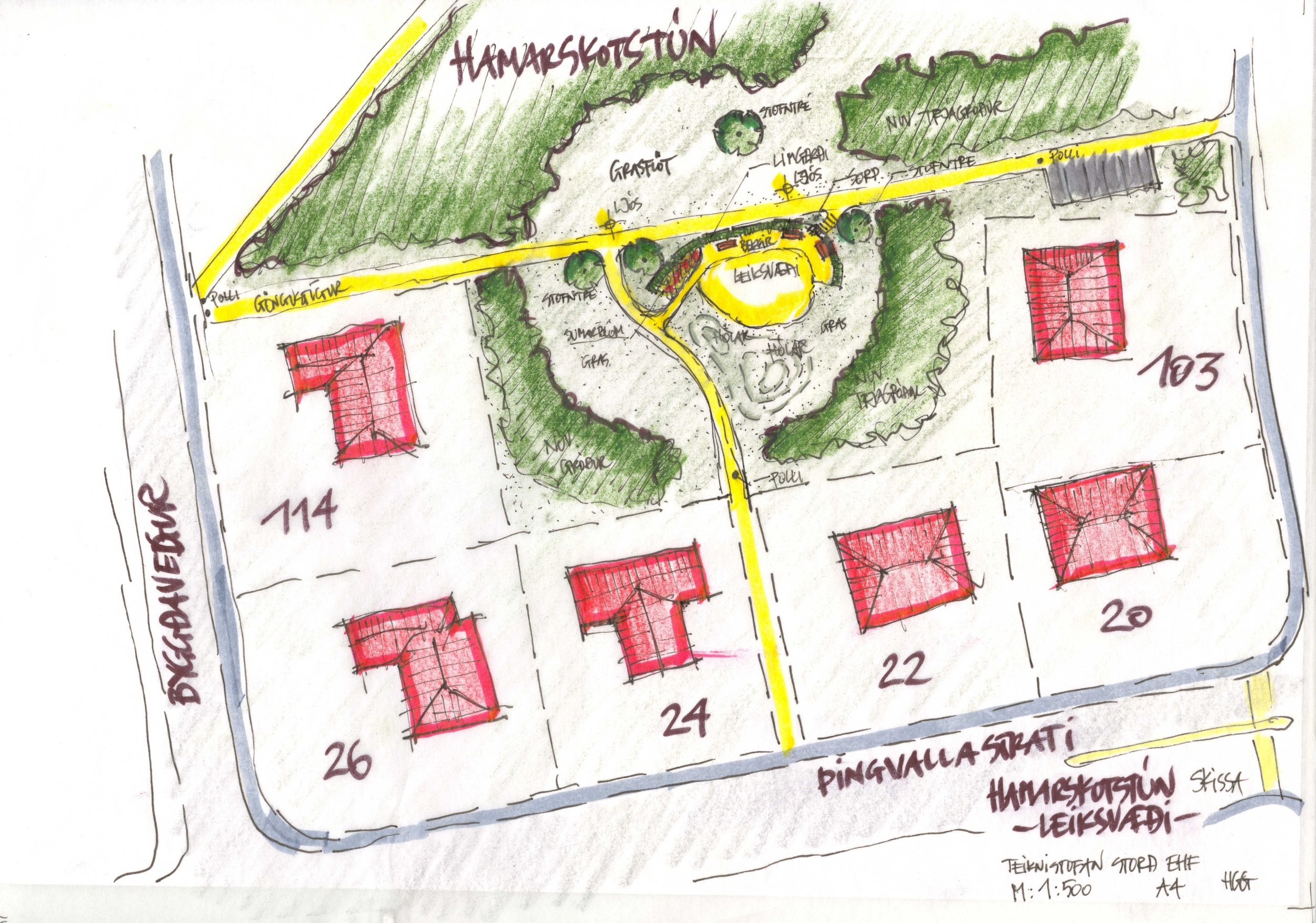 Hamarskotstún  - Hönnun leiksvæðis