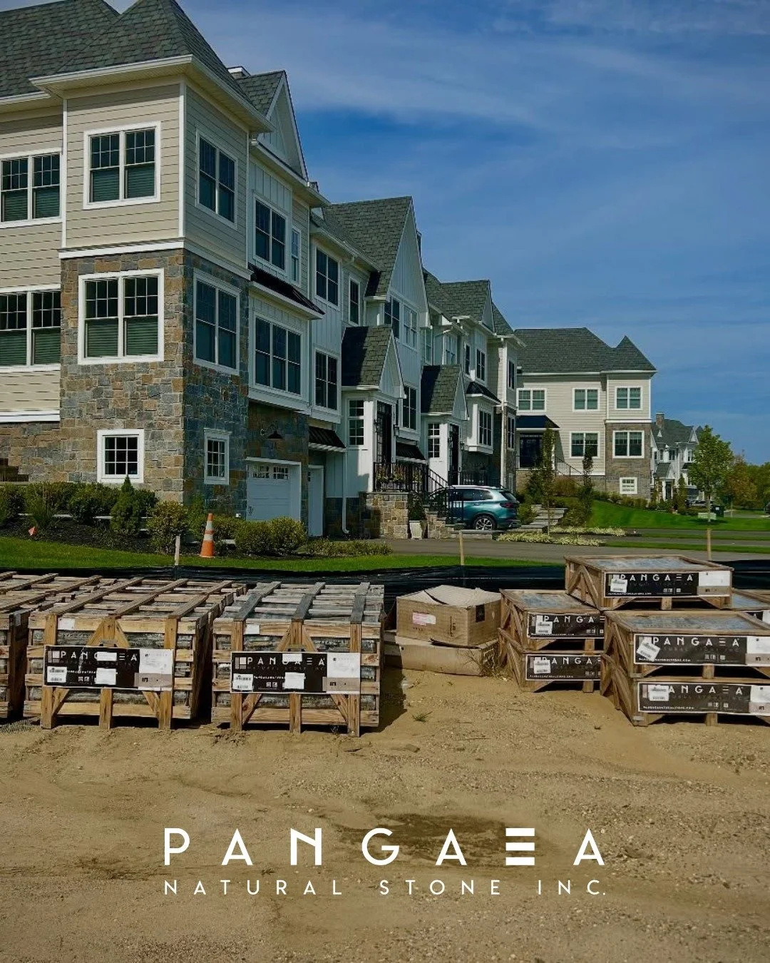 Now this is a sight we love to see.

Pangaea&reg; pallets lined up and ready to elevate another incredible build, this time at the Suneagles Golf Club in Eatontown, NJ. The townhomes and clubhouse are wrapped in the timeless charm of our Lancaster Ro
