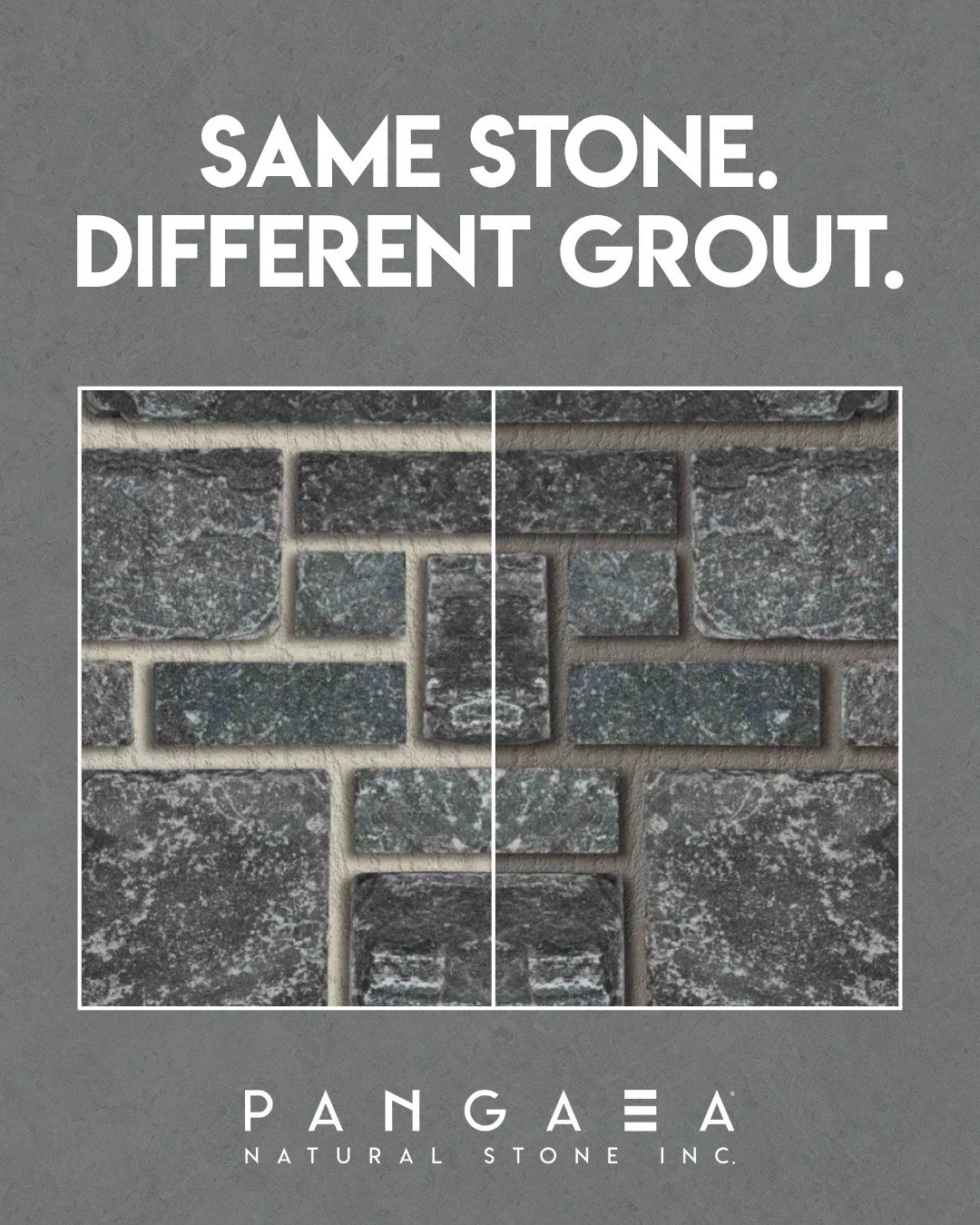 Same stone. Completely different vibe.

Grout color and application can dramatically change the way natural stone looks once it&rsquo;s installed. Go lighter, darker, tighter or more pronounced and suddenly you&rsquo;re looking at a very different fi