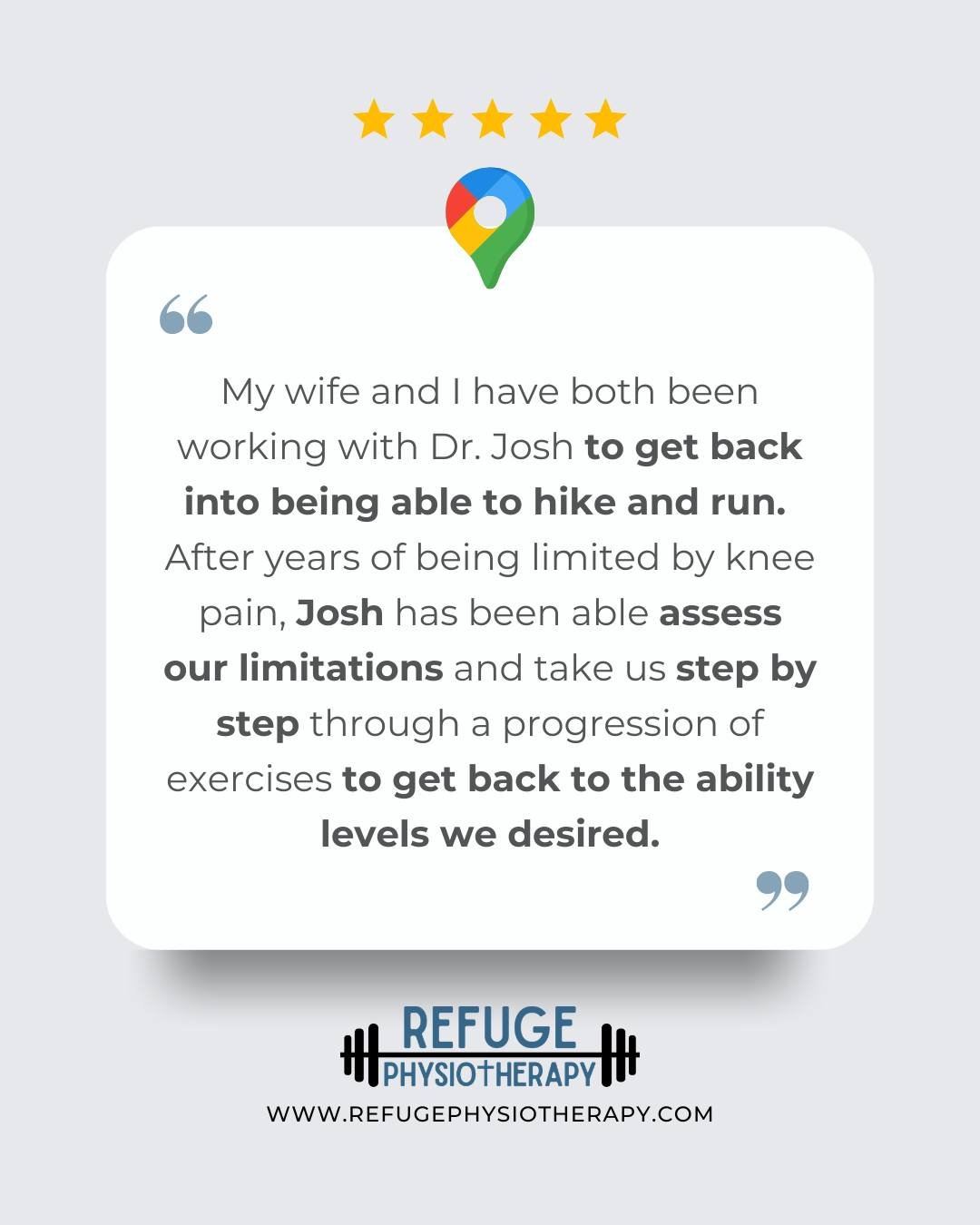 Dr. Josh helping couples crush their goals together! 💪

This husband and wife duo came to us dealing with years of knee pain that was keeping them from hiking and running. Dr. Josh assessed their limitations and created step-by-step progressions to 
