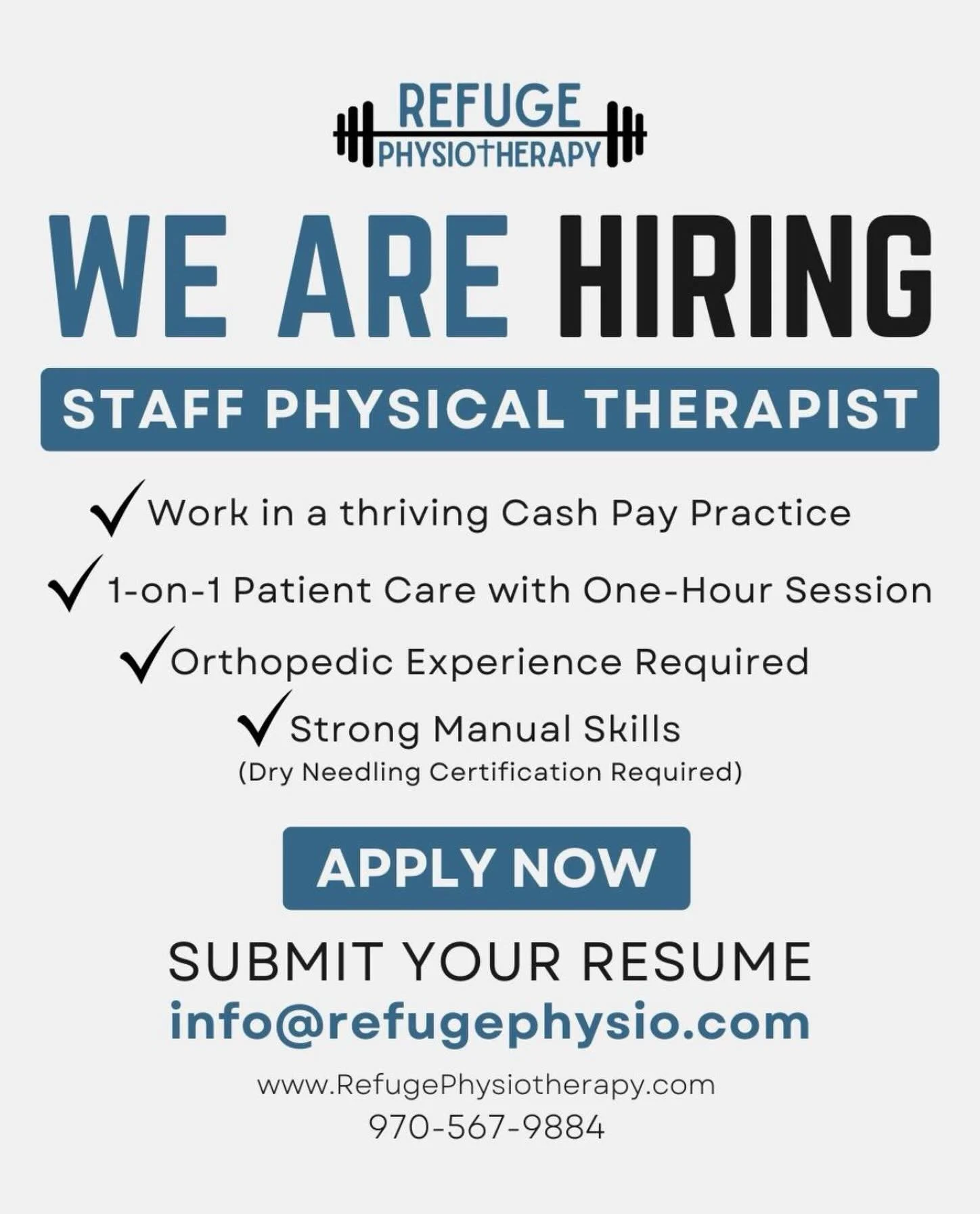 We are looking for the best fit to join our team to serve our patients and help us grow!

If you want to be a part of a high standards culture where integrity, accountability, ownership, and results are priorities, this could be the right fit for you