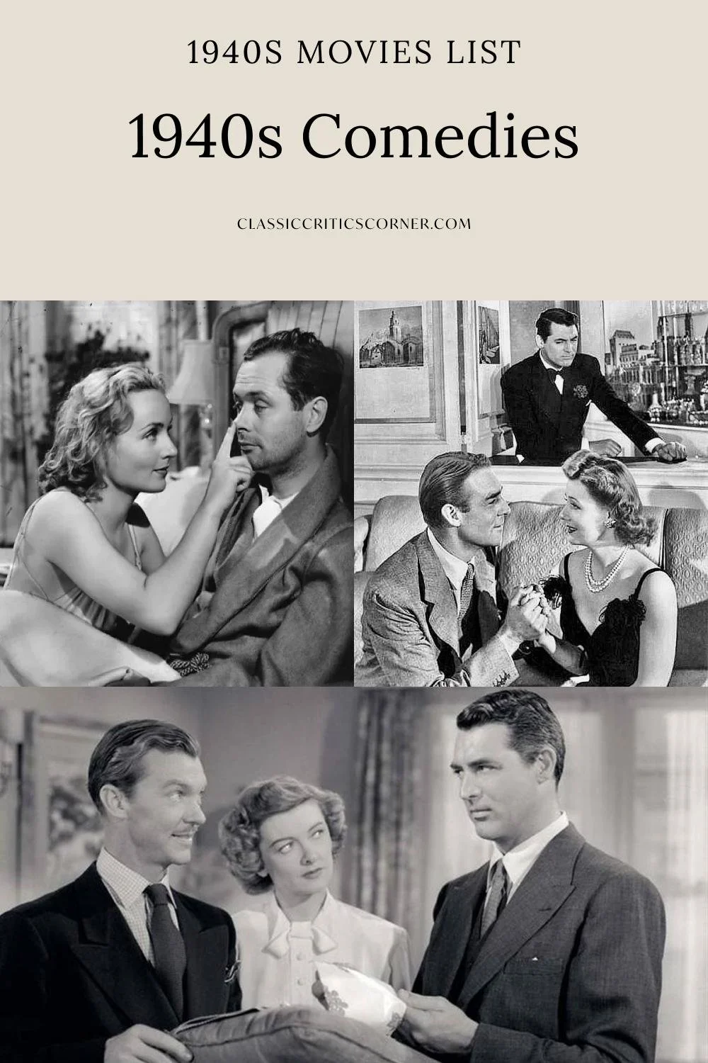 images of 1940s comedies with text overlay "1940s movies list 1940s comedies"