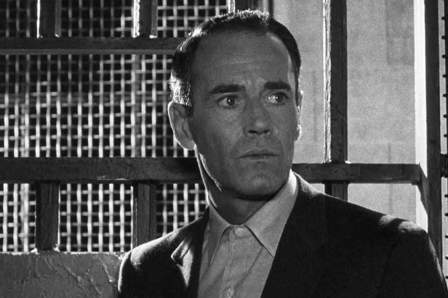 still from the 1950s film noir "the wrong man"