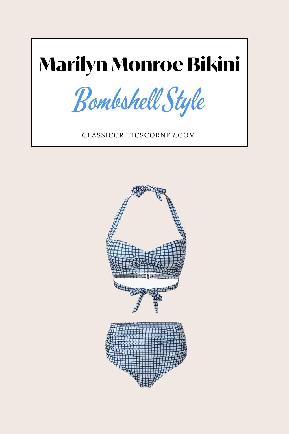 image of retro style bikini with text overlay "marilyn monroe bikini bombhell style"