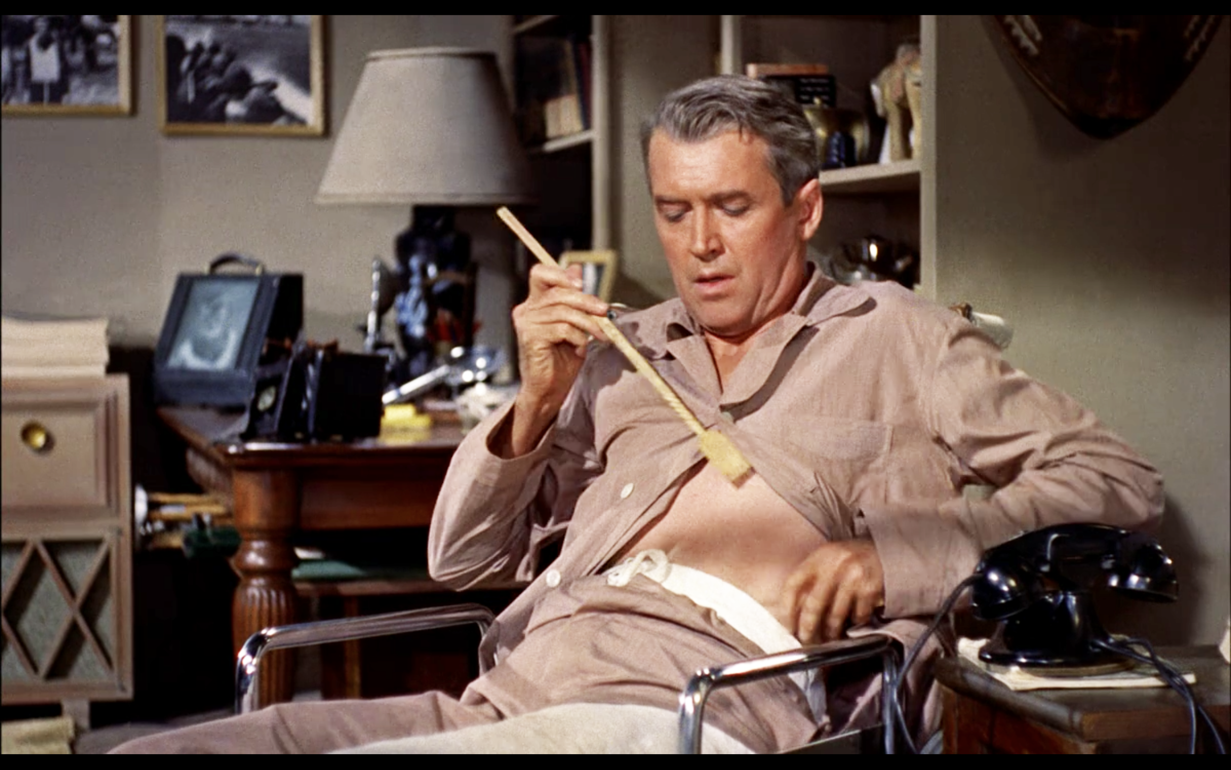 We love James Stewart, but it’s a bit tedious watching him try to maneuver with his leg cast on for the first 20 minutes of Rear Window.
