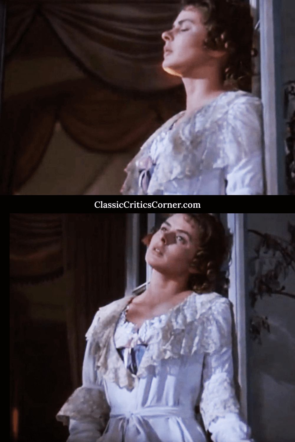 Ingrid Bergman Under Capricorn wearing a nightgown with plenty of lace. There seems to be no shortage of lace in 19th century Australia!