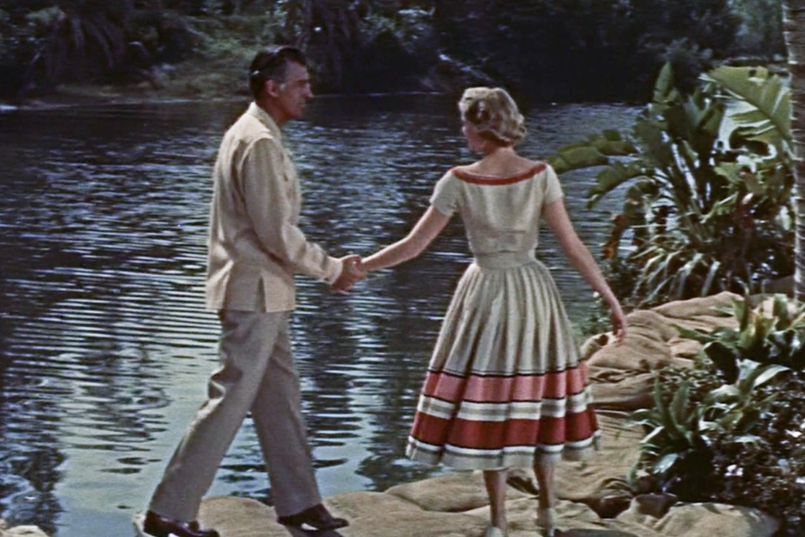 grace kelly style dress in the green fire movie