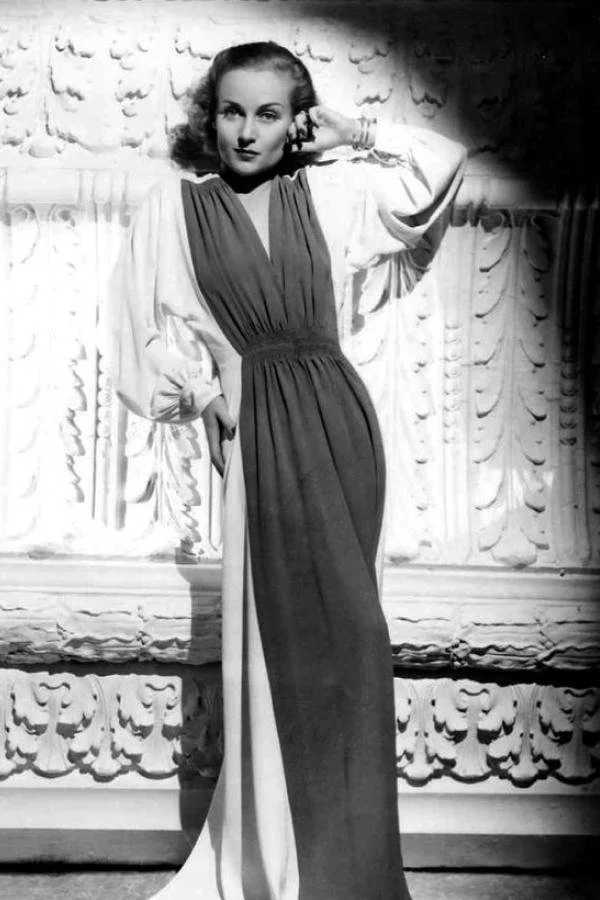 image of Carole Lombard wearing a 1930s style evening gown