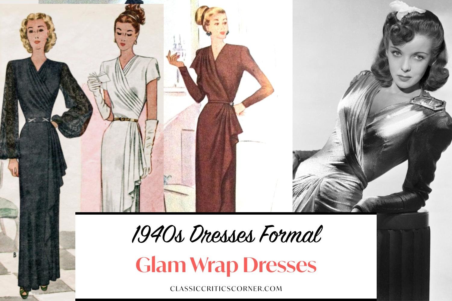 1940s dresses formal wrap style dresses