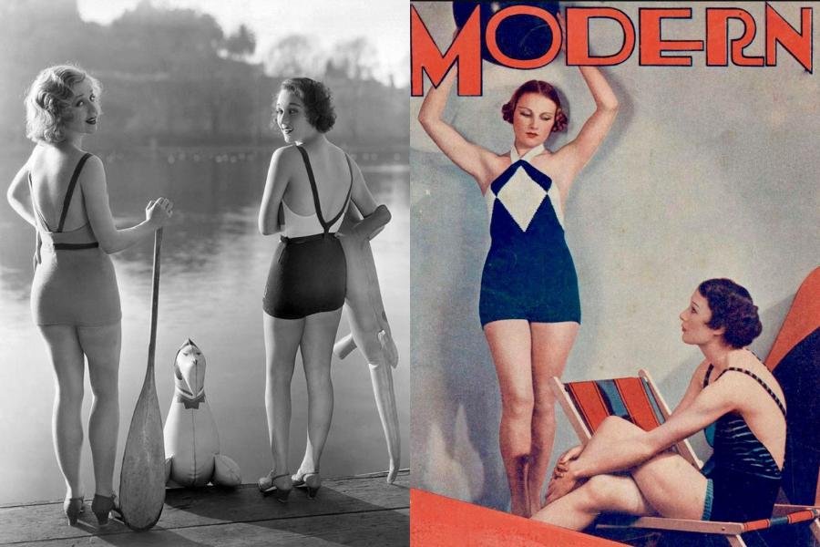 1930s swimsuit miniskirt style