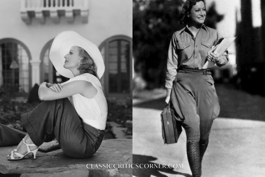 Images of Joan Crawford wearing 1930s fashion