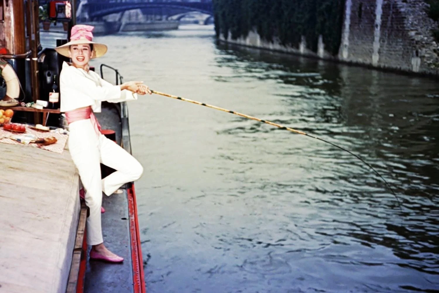 audrey hepburn wearing pink ballet flats