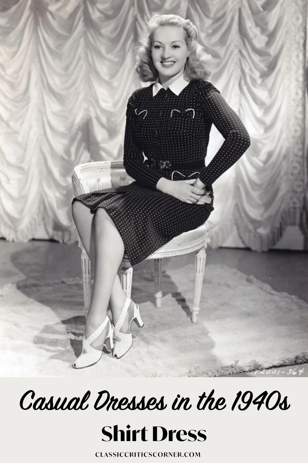 betty grable wearing a 1940s shirt dress
