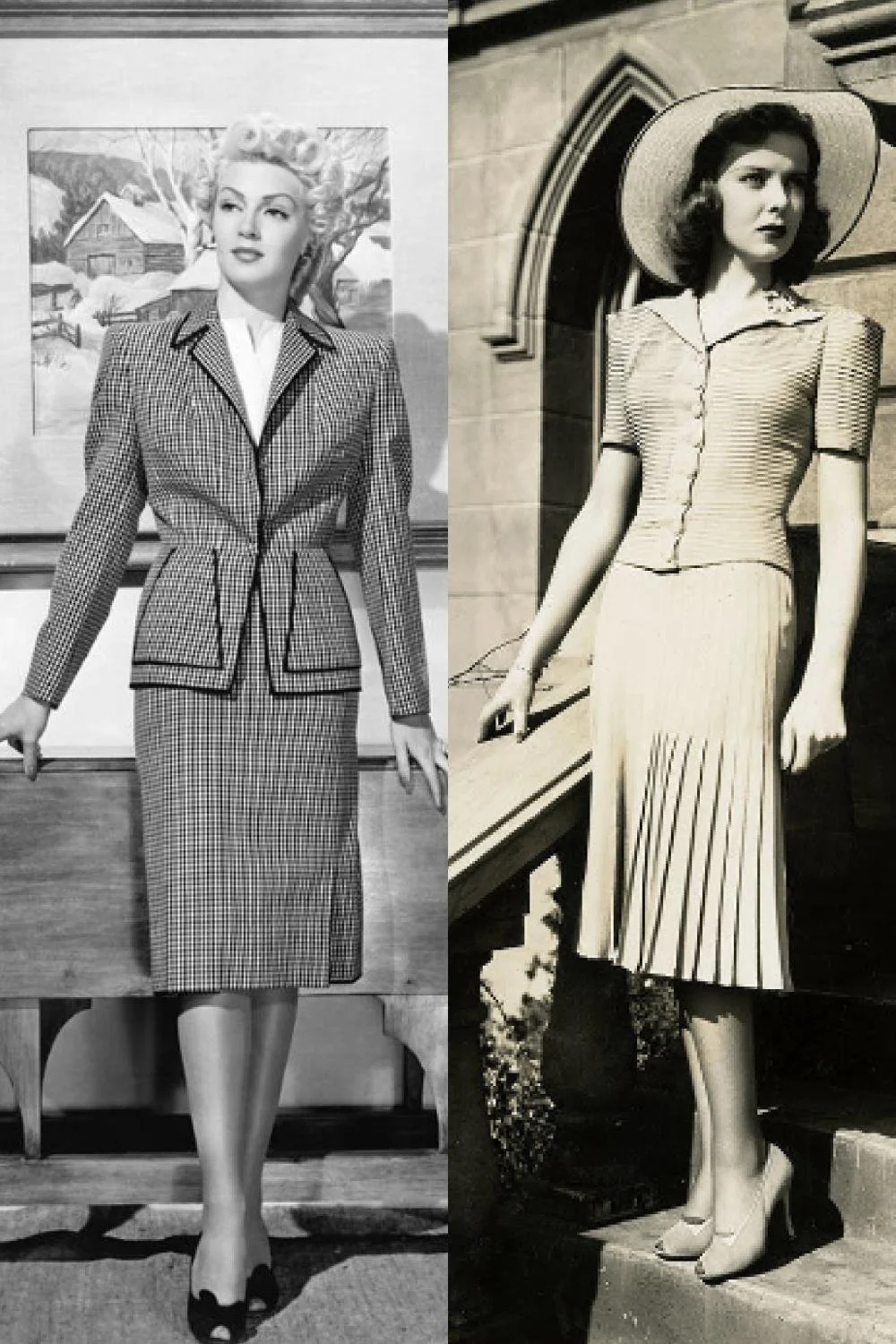 image of lana turner and ida lupino wearing 1940s two piece dresses