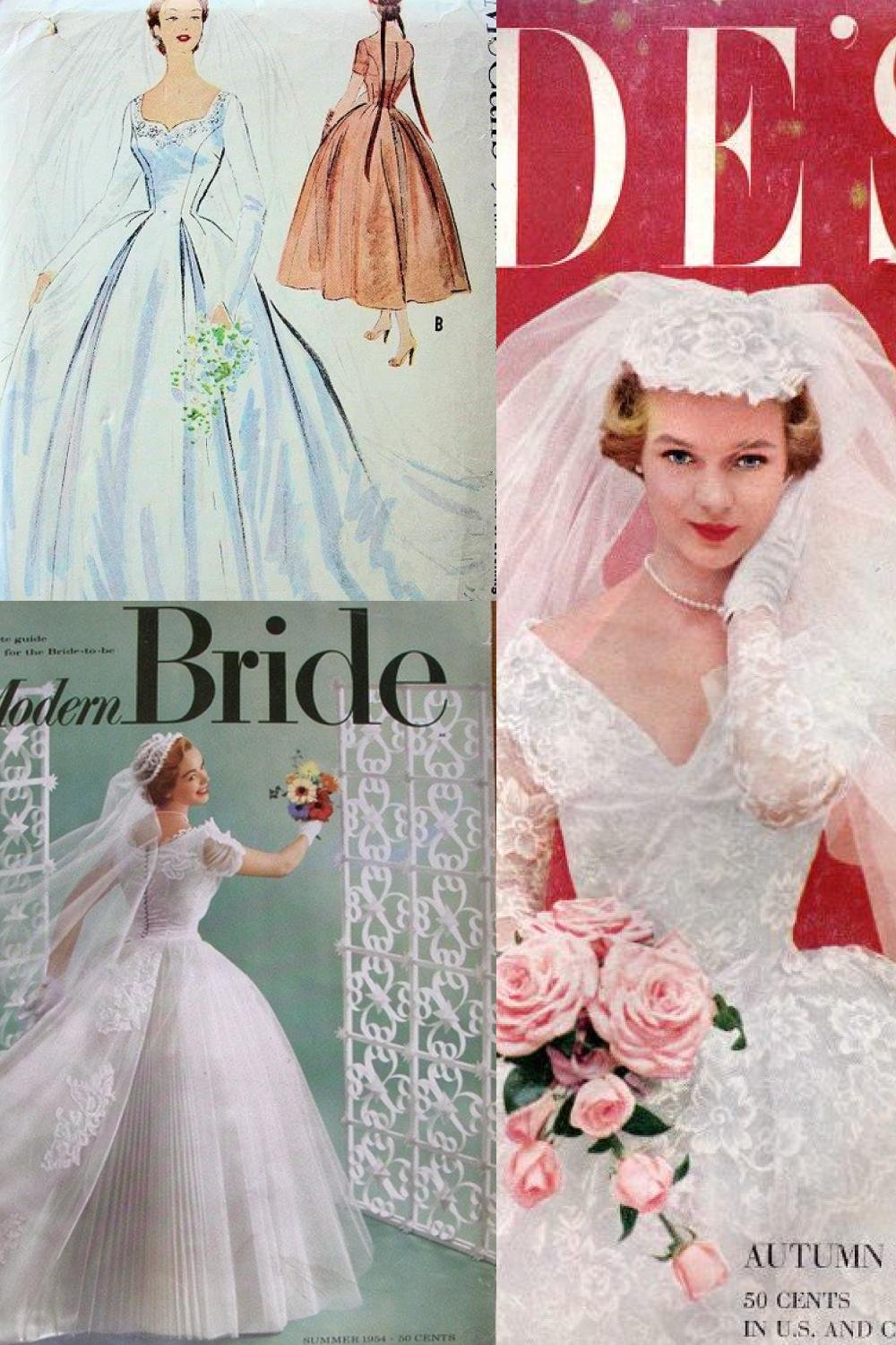Images of wedding magazine covers from the 1950s