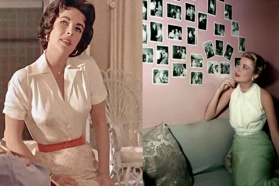 images of elizabeth taylor and grace kelly wearing pencil skirts