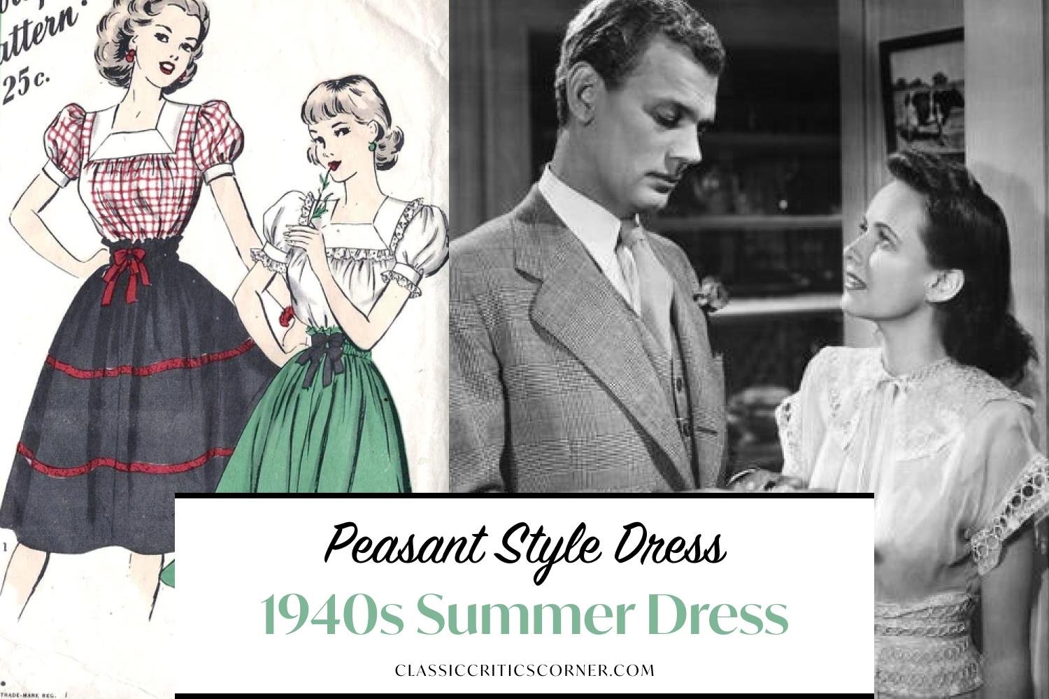 1940s summer dress peasant style dress