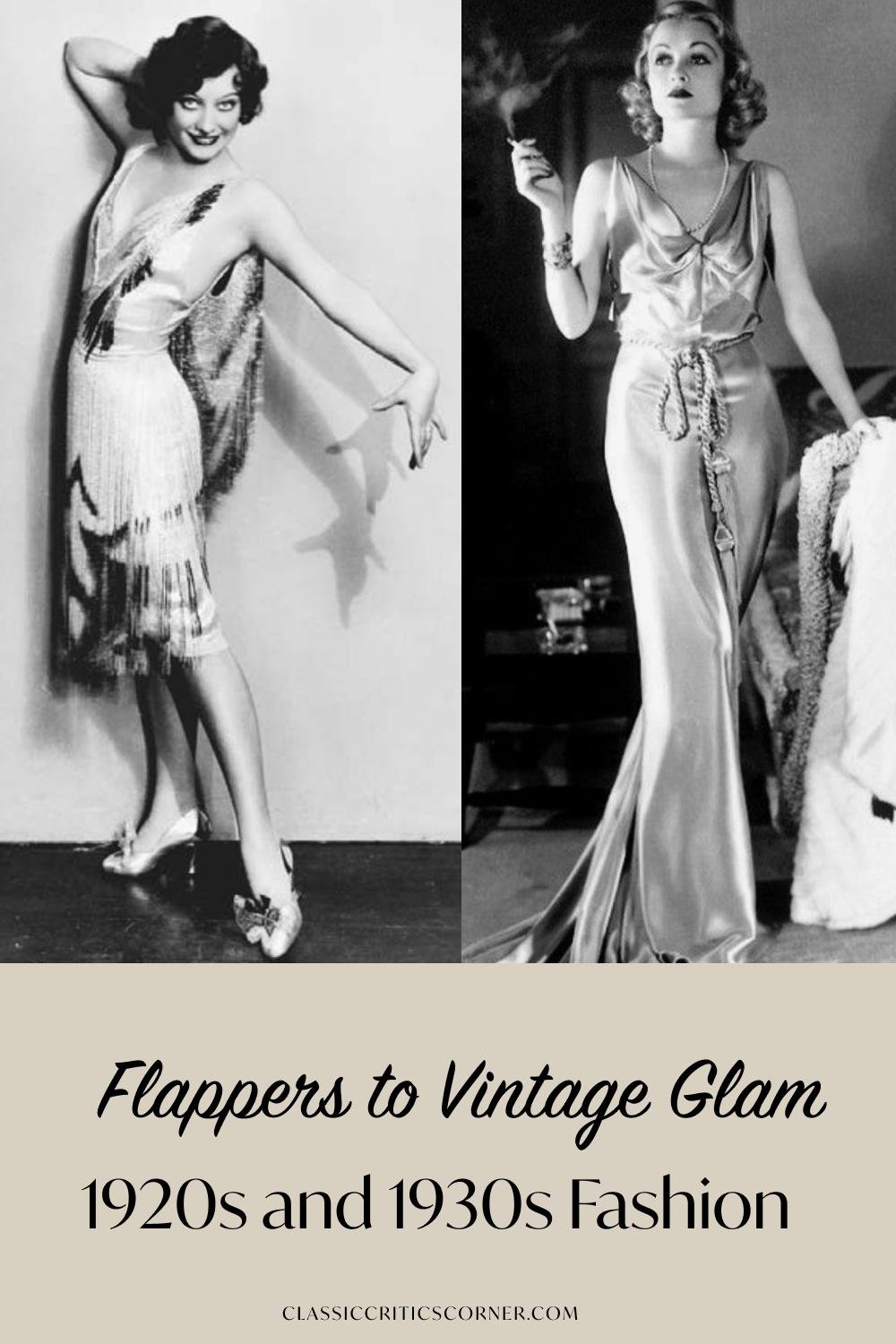 Paris fashion of 1923. Flapper fashion of the 1920s. Evening gown by  designer Drecoll, light brown fur, silver lace & brown grosgrain ribbon  trim on a frock of mauve velvet with a