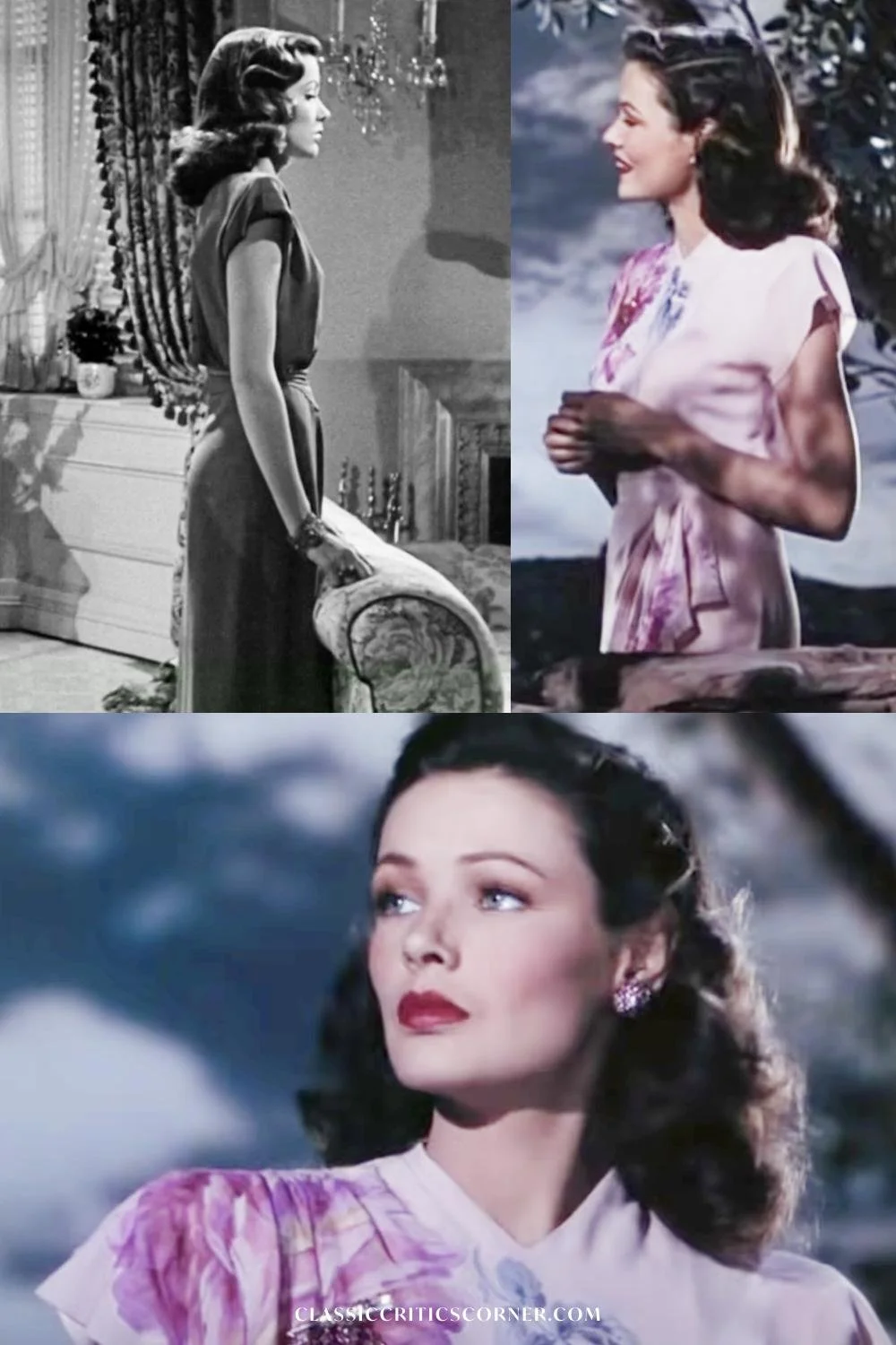 images of gene tierney wearing 1940s dolman dresses