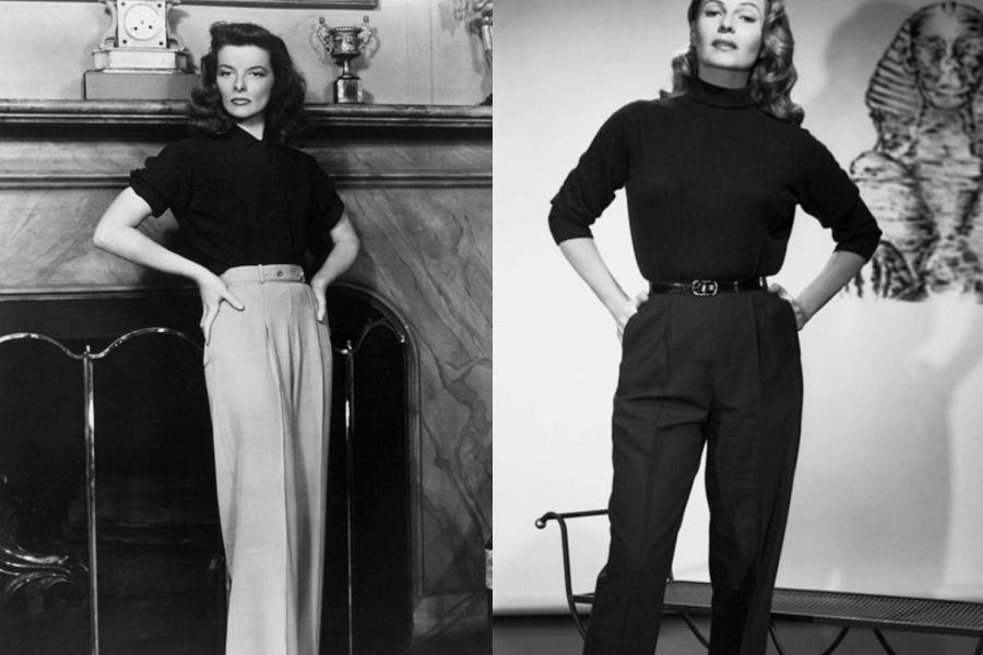 1950s High waist Pants Pattern VOGUE 6825 Katharine Hepburn Style