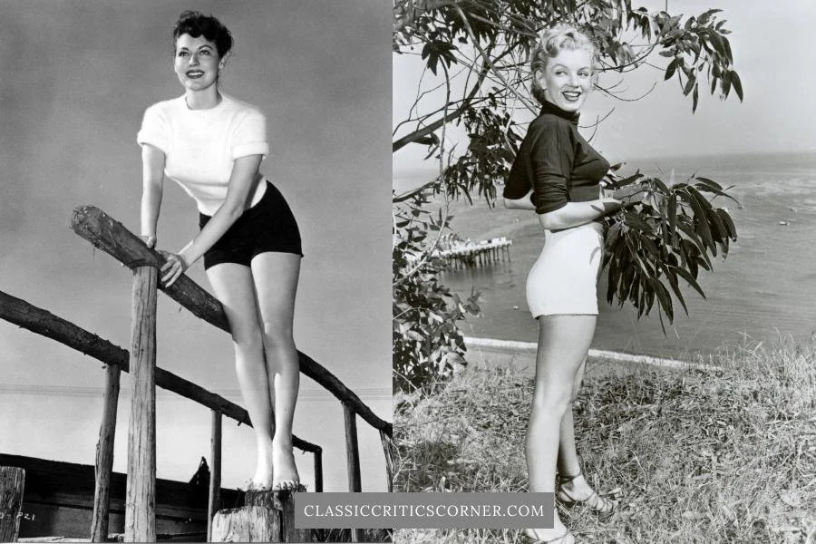 Images of Ava Gardner and Marilyn Monroe wearing shorts in the 1950s
