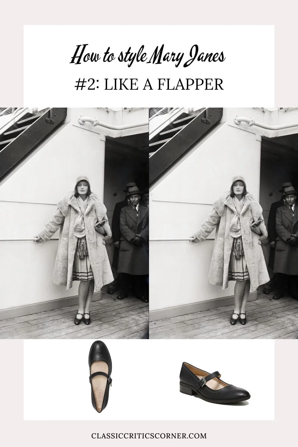 image of greto garbo wearing flat mary jane shoes