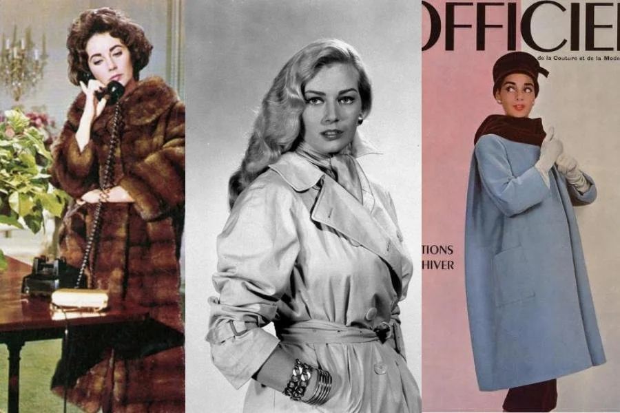 Images of women wearing 1950s coats