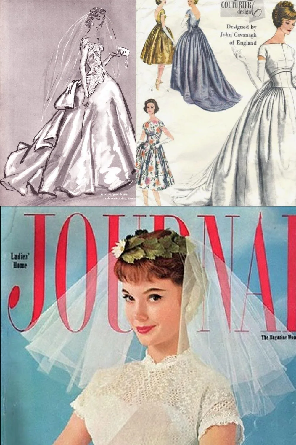 Images of wedding magazine covers from the 1950s