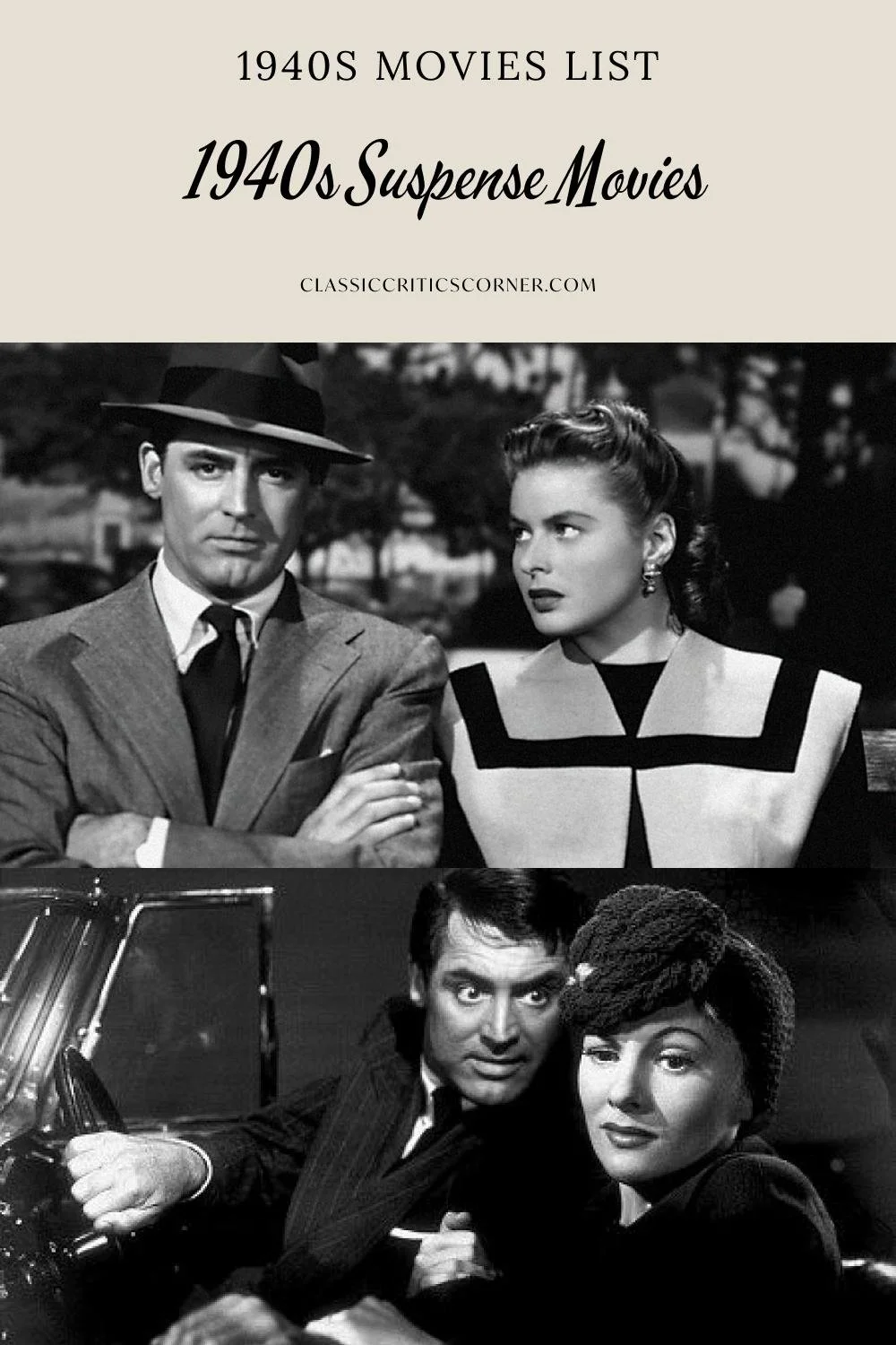 images of 1940s suspense movies with text overlay "1940s movies list 1940s suspense movies"