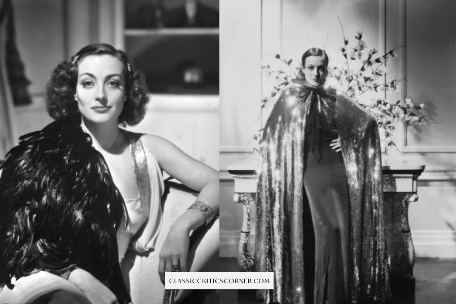 Images of Joan Crawford wearing 1930s style capes