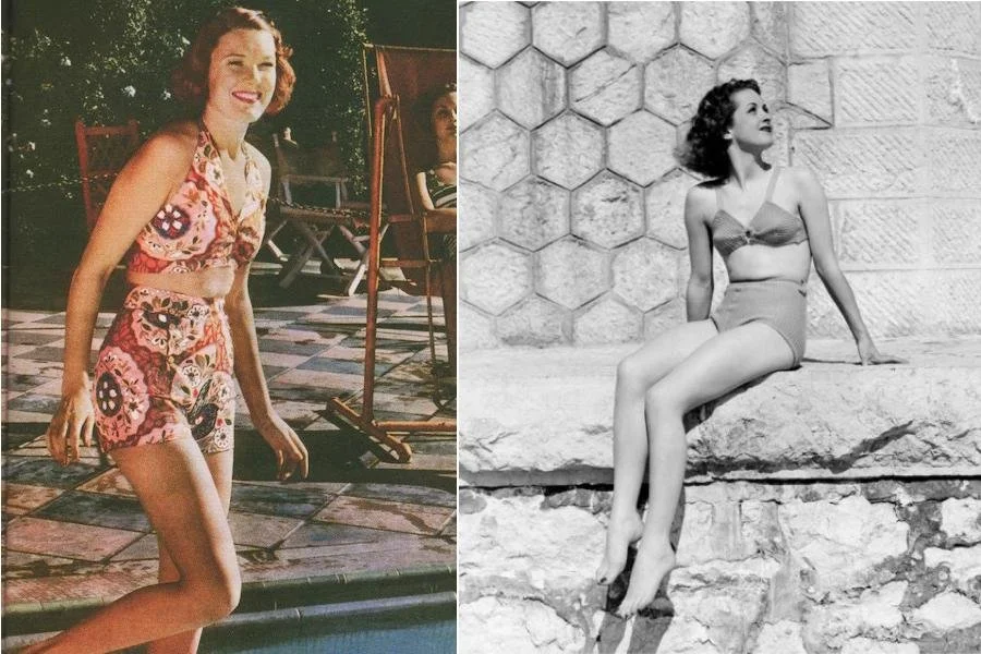 images of women wearing 1930s style bikinis