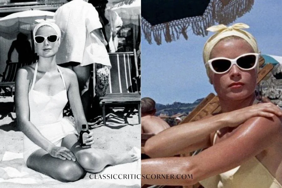 images of Grace Kelly wearing cat eye sunglasses