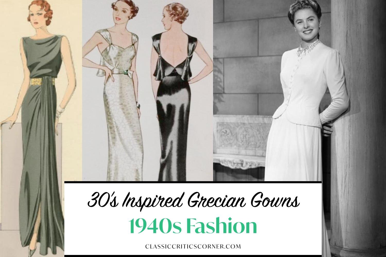 A beautiful 1940s evening gown with oodles of shoulder interest going on.  #vintage #1940s #fashion #il… | Vintage fashion sketches, Vintage fashion,  Vintage dresses