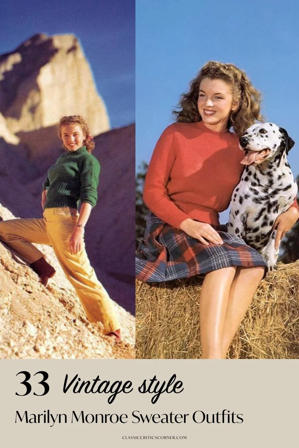 images of marilyn monroe with text overlay 33 vintage style marilyn monroe sweater outfits"