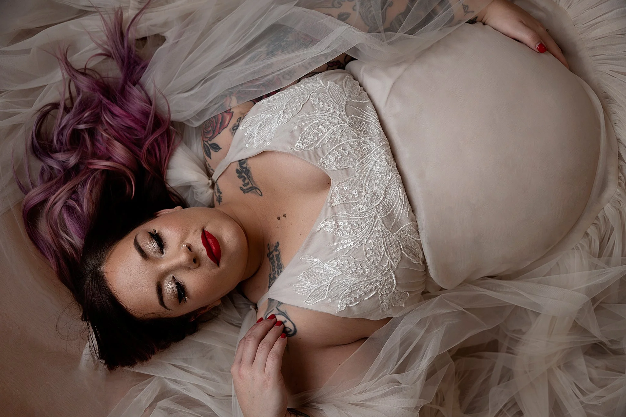 Cream Christmas Red Hair Two-Toned Purple