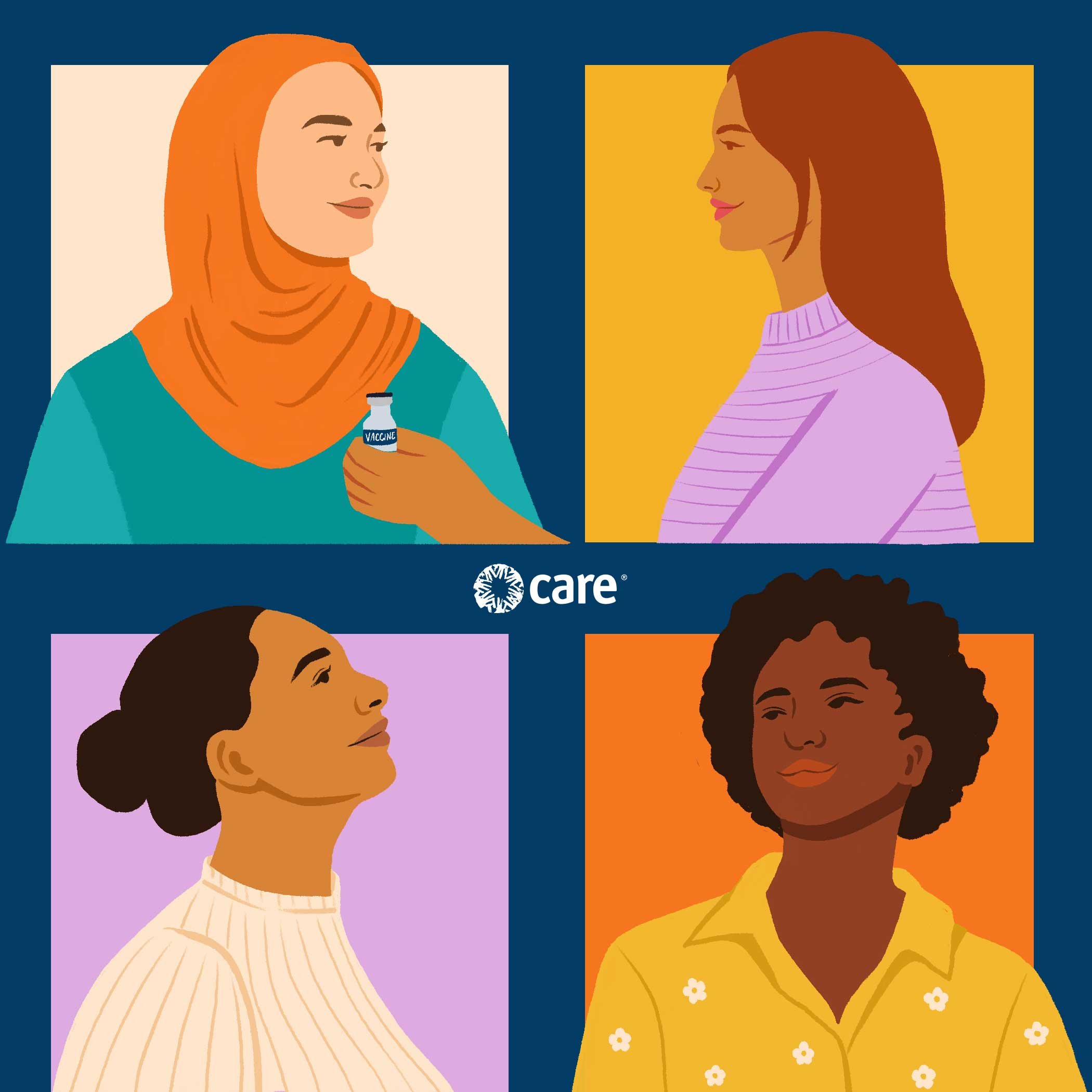 Illustrations for CARE International's digital presence, there were 8 total topics that the illustrations covered