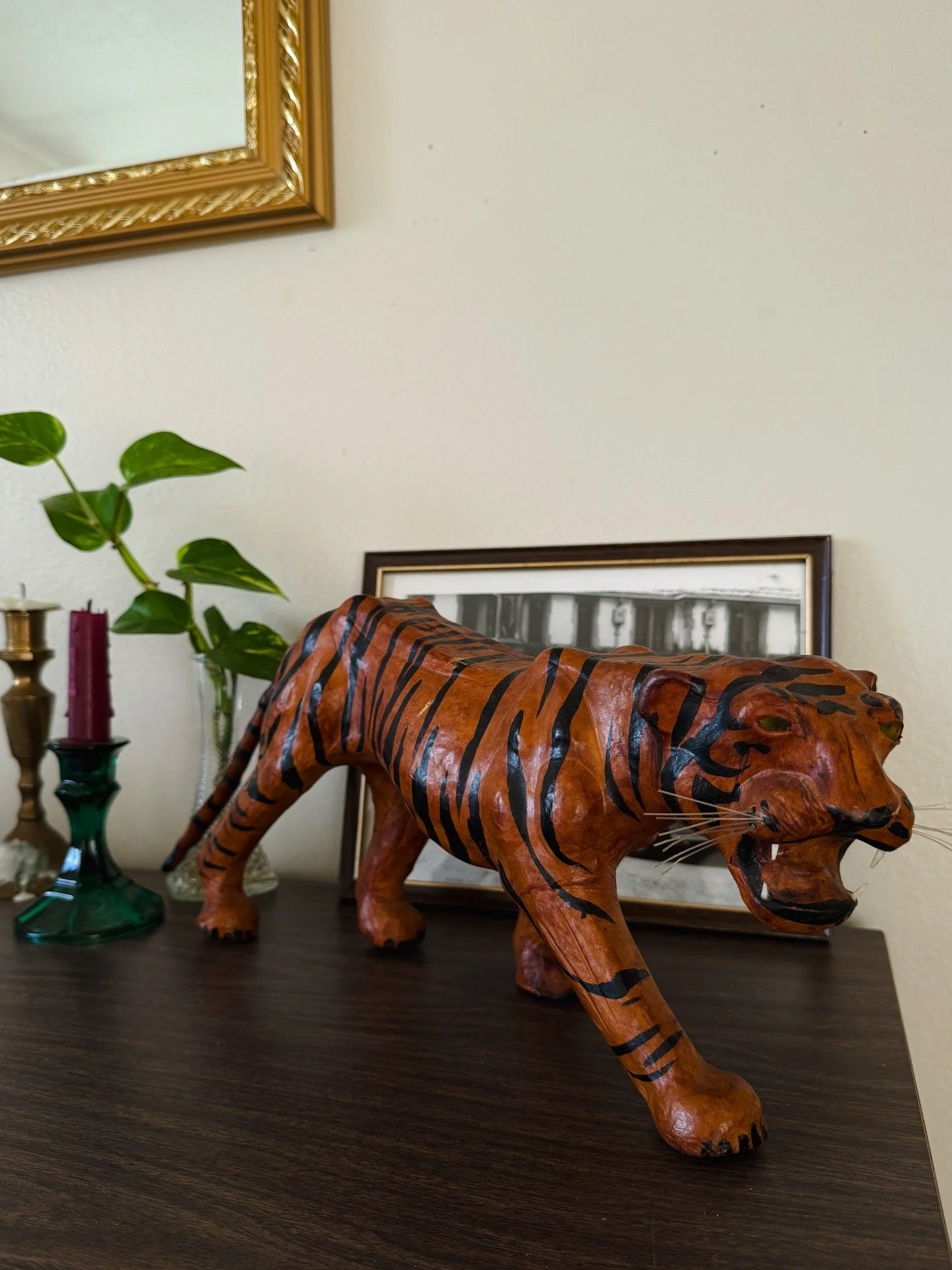 VTG 1970s Leather Wrapped Bengal Tiger