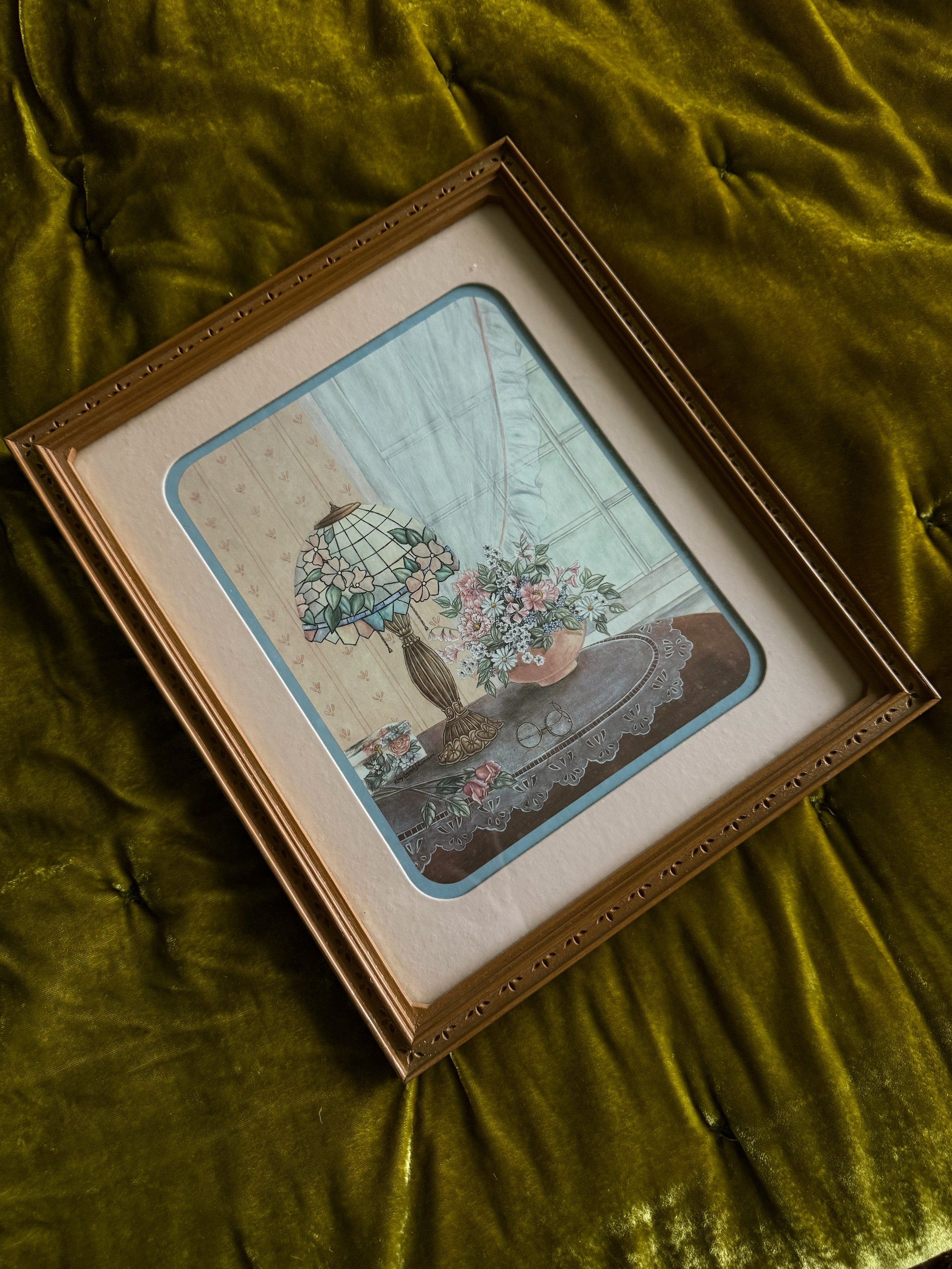 VTG Framed Stained Glass Lamp Print