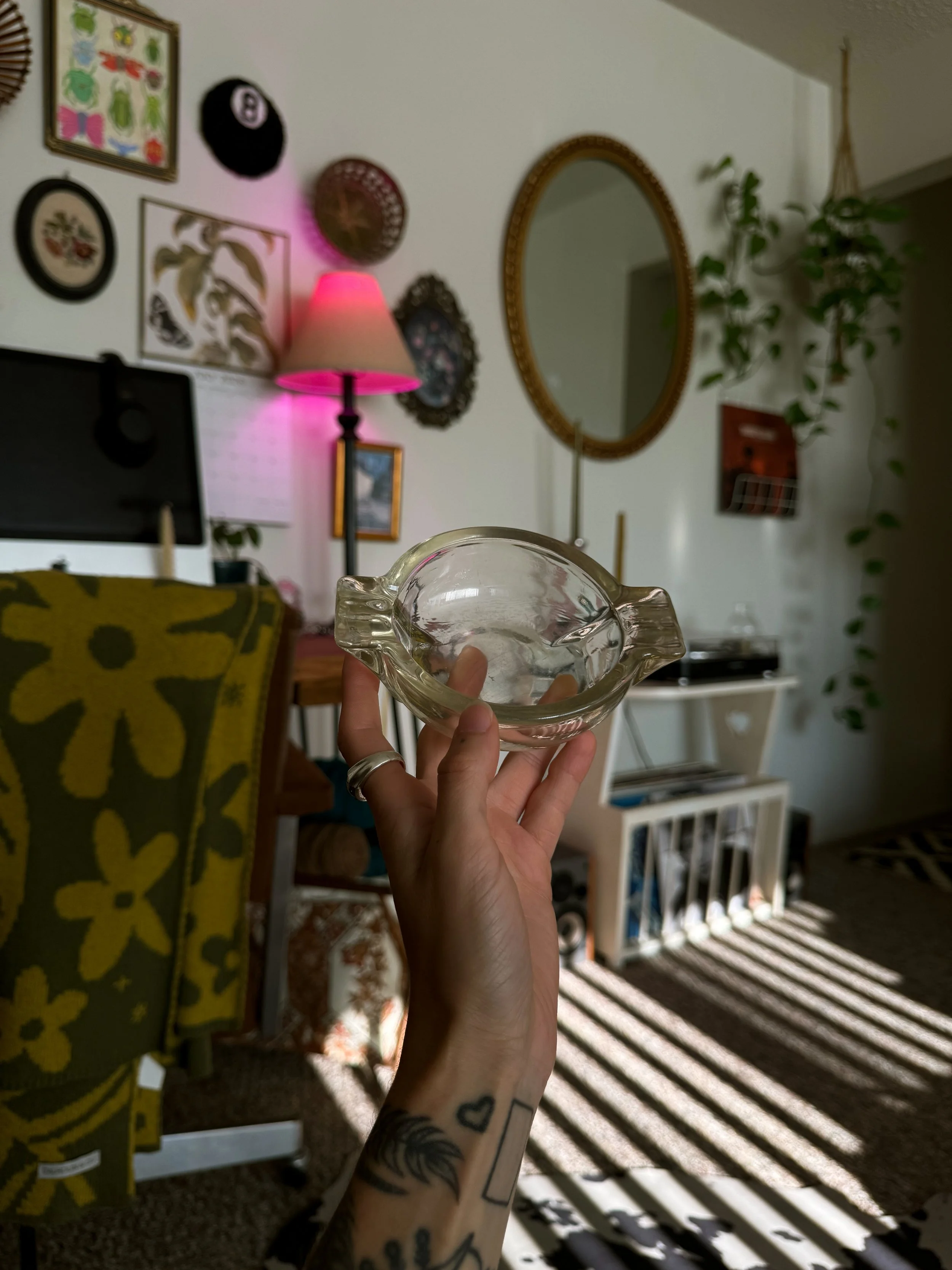 Vtg MCM Glass Ashtray
