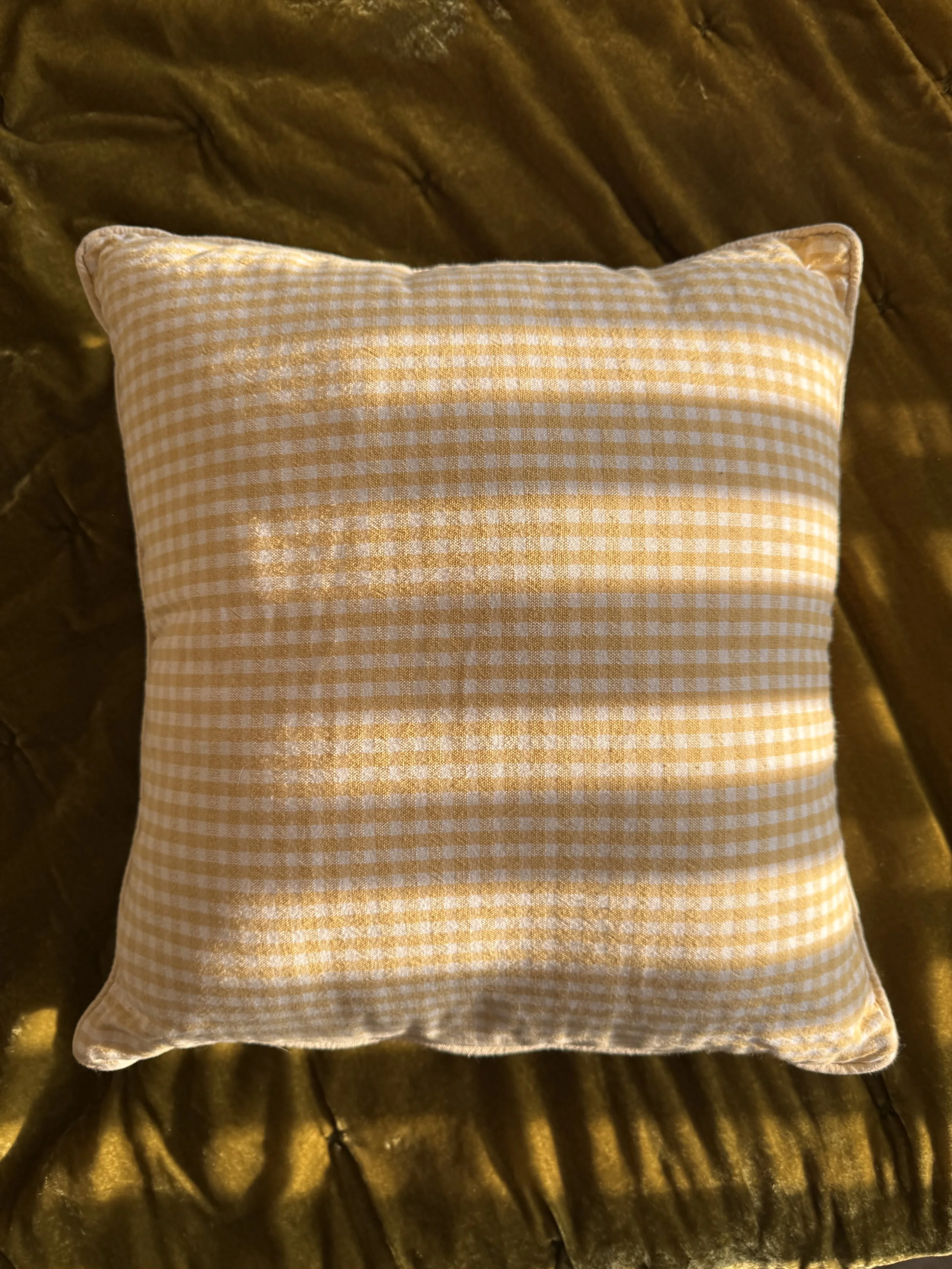 Yellow Gingham Pillow