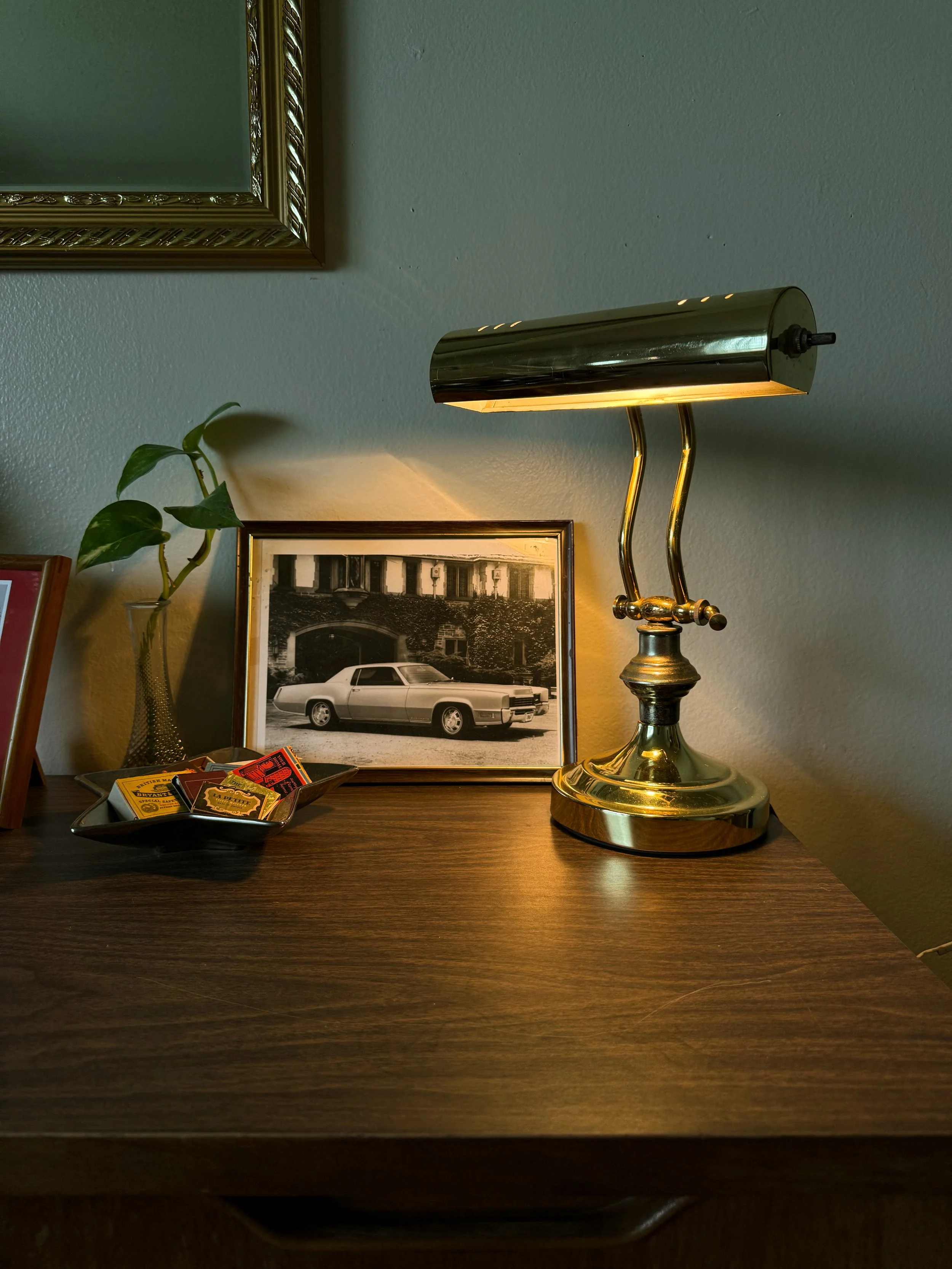 Vtg Brass Piano Lamp