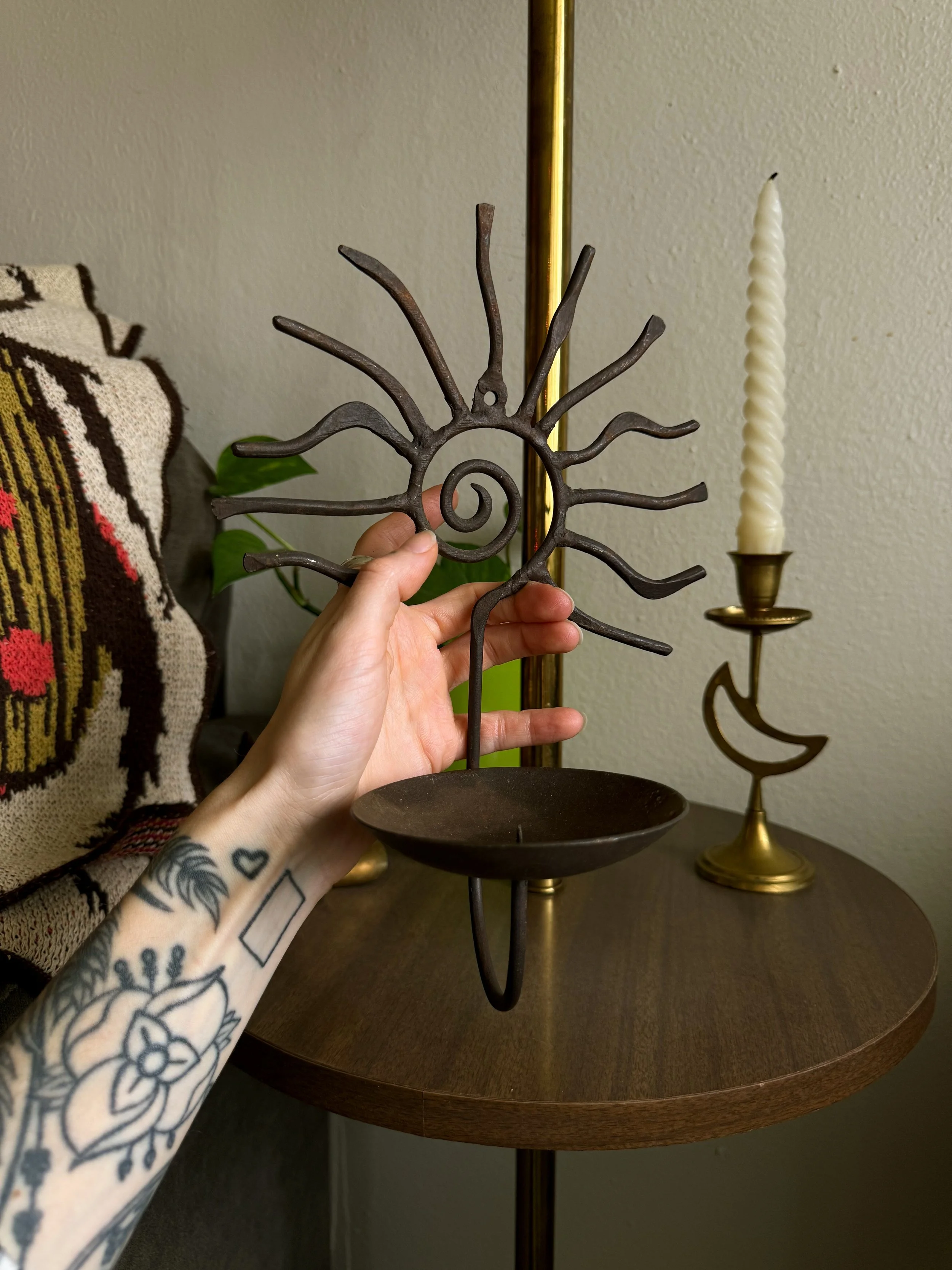 VTG Iron Sun Candle Holder