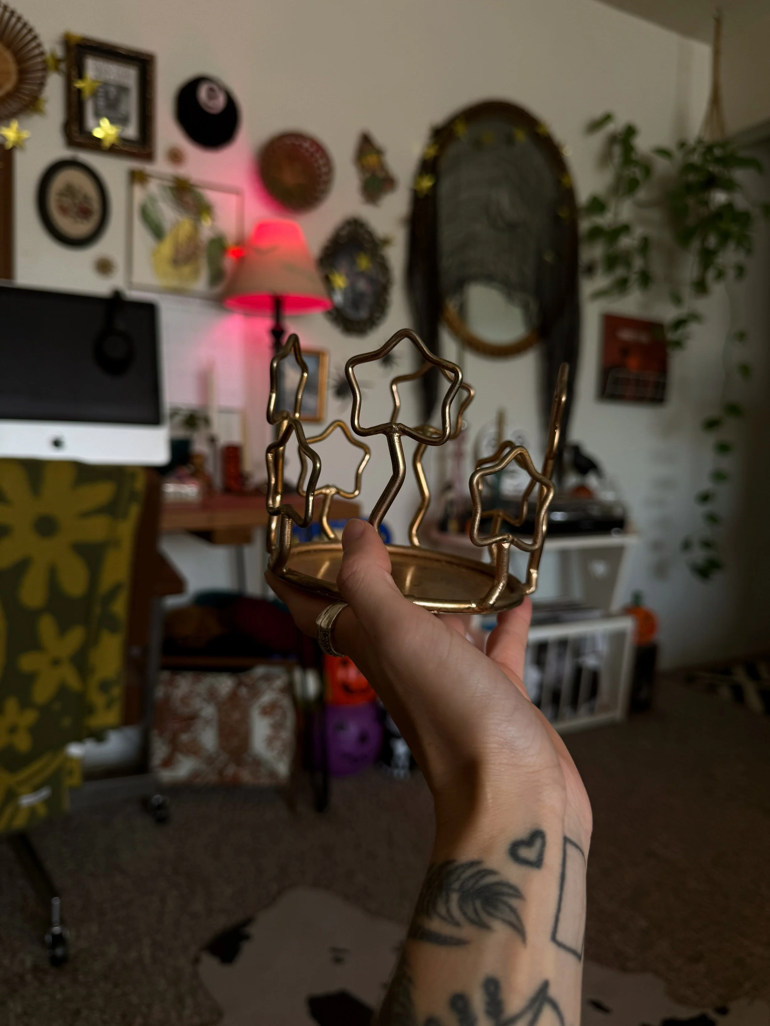 Vtg Metal Star Candle Holder